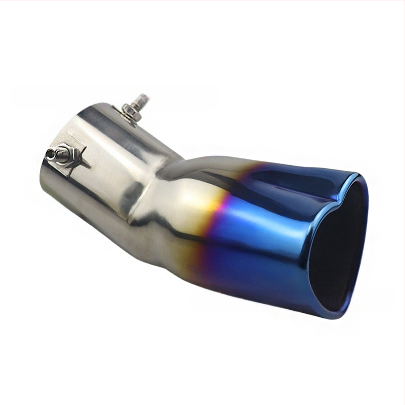 Pārrobežu karsti pārdota automašīna universāla astes kakla sabiezējums sirds formas universāls nerūsējošā tērauda cepts zils izplūdes caurule modificēts izpūtējs