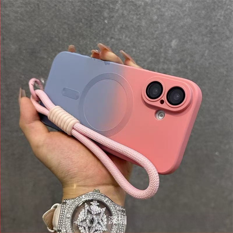 Sobib Apple 17 Promax Gradient magnetilisele telefoniümbrisele, iPhone 16 silikoonkattega, mattklaasiga, 15 objektiiviga, täieliku katvusega, pehme.