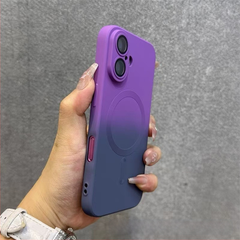 Sobib Apple 17 Promax Gradient magnetilisele telefoniümbrisele, iPhone 16 silikoonkattega, mattklaasiga, 15 objektiiviga, täieliku katvusega, pehme.