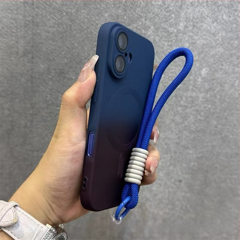 Sobib Apple 17 Promax Gradient magnetilisele telefoniümbrisele, iPhone 16 silikoonkattega, mattklaasiga, 15 objektiiviga, täieliku katvusega, pehme.