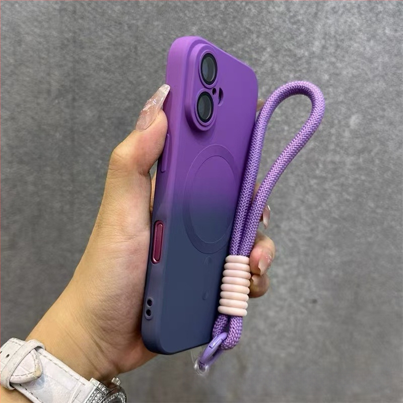 Sobib Apple 17 Promax Gradient magnetilisele telefoniümbrisele, iPhone 16 silikoonkattega, mattklaasiga, 15 objektiiviga, täieliku katvusega, pehme.