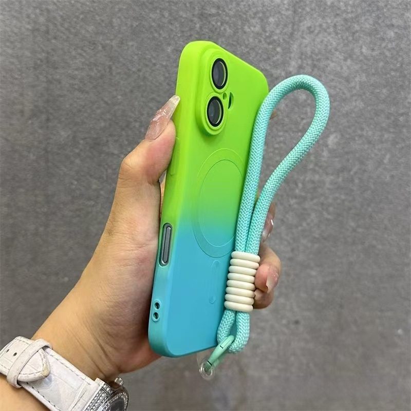 Sobib Apple 17 Promax Gradient magnetilisele telefoniümbrisele, iPhone 16 silikoonkattega, mattklaasiga, 15 objektiiviga, täieliku katvusega, pehme.