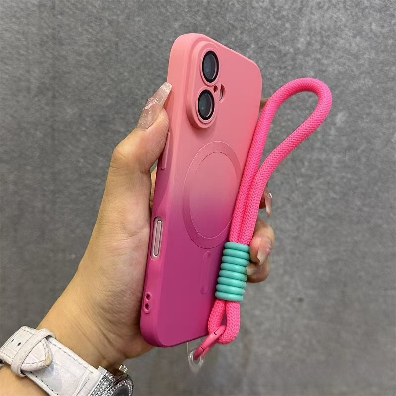 Sobib Apple 17 Promax Gradient magnetilisele telefoniümbrisele, iPhone 16 silikoonkattega, mattklaasiga, 15 objektiiviga, täieliku katvusega, pehme.