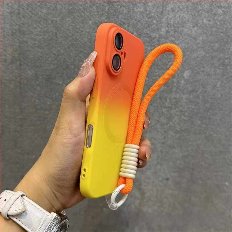 Sobib Apple 17 Promax Gradient magnetilisele telefoniümbrisele, iPhone 16 silikoonkattega, mattklaasiga, 15 objektiiviga, täieliku katvusega, pehme.