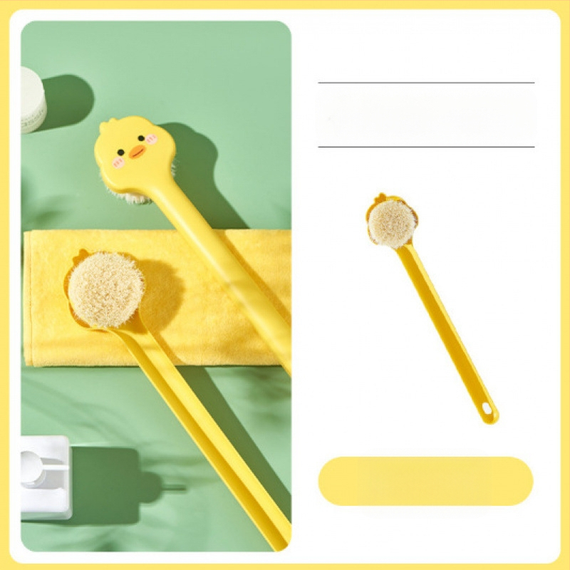 Pika käepidemega küürimishari kahepoolne pehmete karvadega silikoonist vannihari keha puhastamiseks vannihari selja hõõrumiseks artefaktihari hulgimüük