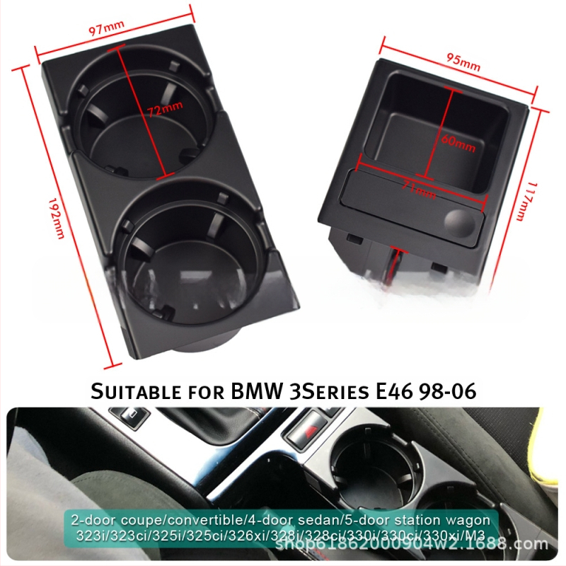 Tinka BMW 3 serijos E46 gėrimų puodelių laikikliui, vandens puodelių laikikliui, automobilio vandens puodelių laikikliui, laikymo dėžutei, monetų dėžutei.