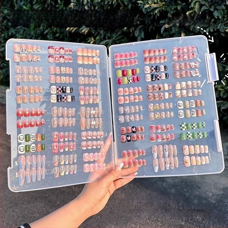 Küünekunsti kantav küünte hoiukarp tolmukindel läbipaistev hoiukorraldaja tahvel küünte stiili töö kuvamise värvikaartide raamat