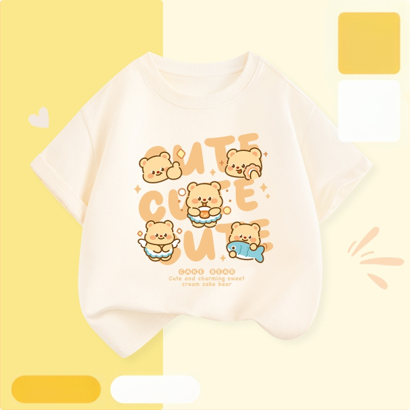 Laste lühikeste varrukatega T-särk suvi 2025 uue stiiliga tüdrukute T-särk puhtast puuvillast topp suvine tüdrukute võikaru suvekleit