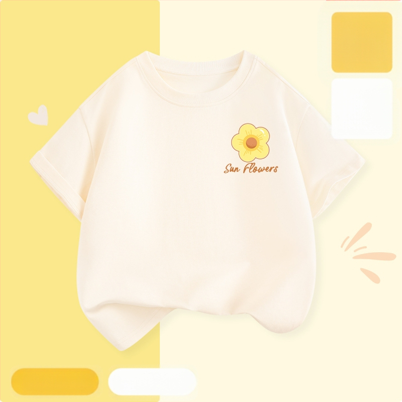 Laste lühikeste varrukatega T-särk suvi 2025 uue stiiliga tüdrukute T-särk puhtast puuvillast topp suvine tüdrukute võikaru suvekleit