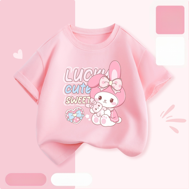 Laste lühikeste varrukatega T-särk suvi 2025 uue stiiliga tüdrukute T-särk puhtast puuvillast topp suvine tüdrukute võikaru suvekleit