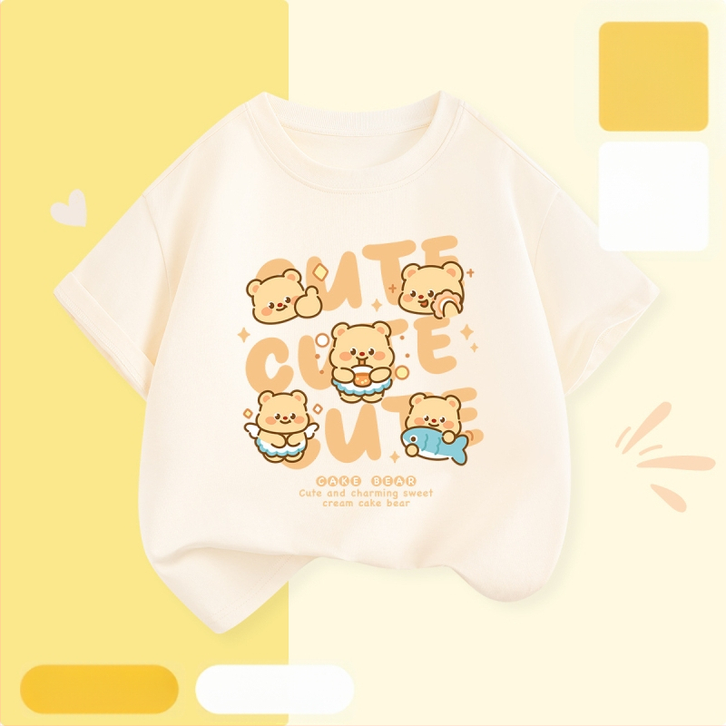 Laste lühikeste varrukatega T-särk suvi 2025 uue stiiliga tüdrukute T-särk puhtast puuvillast topp suvine tüdrukute võikaru suvekleit