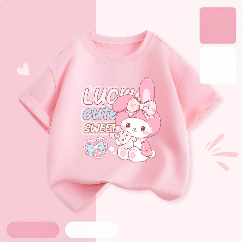 Laste lühikeste varrukatega T-särk suvi 2025 uue stiiliga tüdrukute T-särk puhtast puuvillast topp suvine tüdrukute võikaru suvekleit