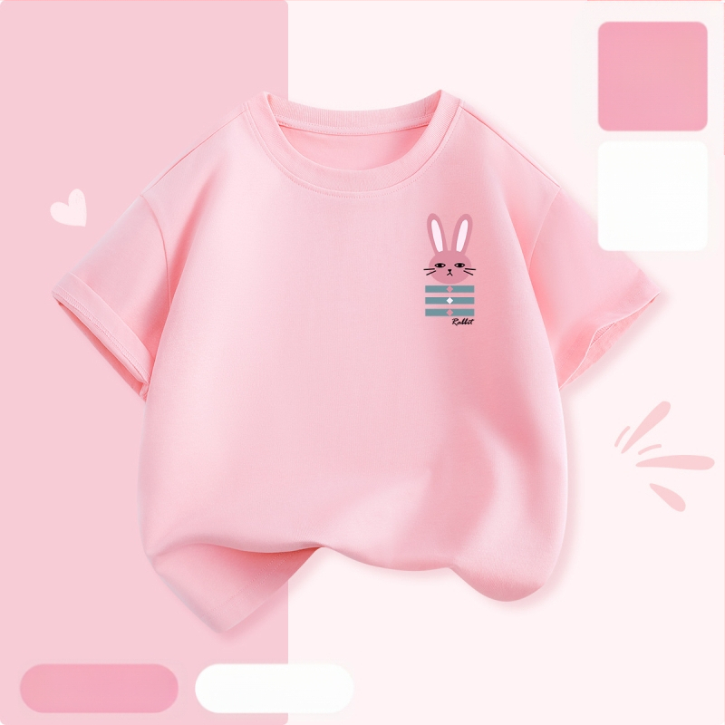 Laste lühikeste varrukatega T-särk suvi 2025 uue stiiliga tüdrukute T-särk puhtast puuvillast topp suvine tüdrukute võikaru suvekleit