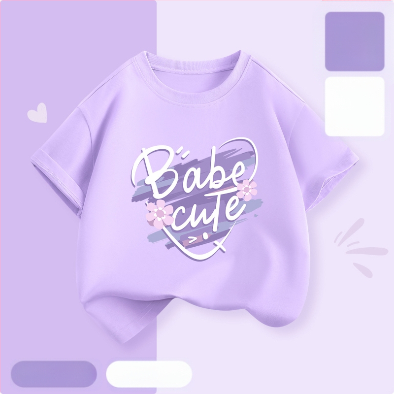 Laste lühikeste varrukatega T-särk suvi 2025 uue stiiliga tüdrukute T-särk puhtast puuvillast topp suvine tüdrukute võikaru suvekleit