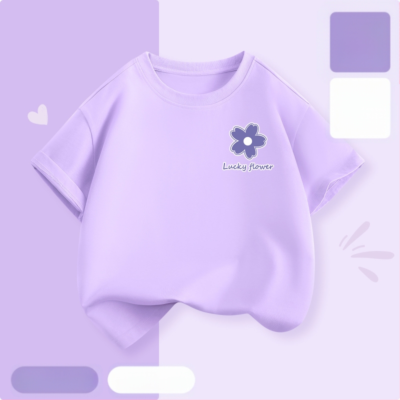 Laste lühikeste varrukatega T-särk suvi 2025 uue stiiliga tüdrukute T-särk puhtast puuvillast topp suvine tüdrukute võikaru suvekleit