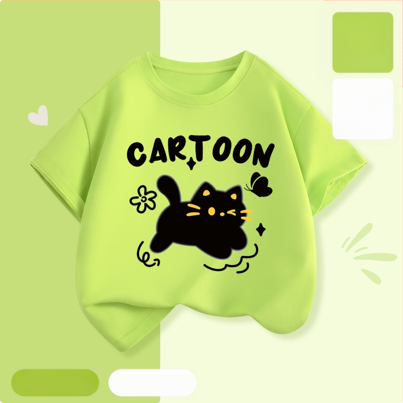 Laste lühikeste varrukatega T-särk suvi 2025 uue stiiliga tüdrukute T-särk puhtast puuvillast topp suvine tüdrukute võikaru suvekleit