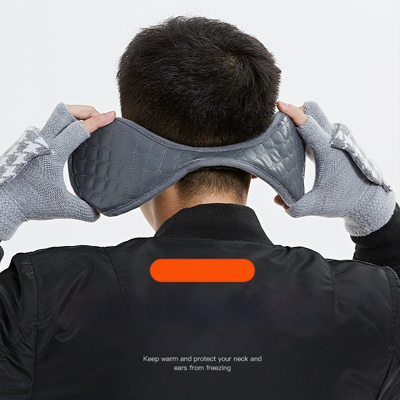 Vyriškos žieminės šiltos ausinės, languotos, pliušinės, naujos, šiltos, PU odos, tarpvalstybinės