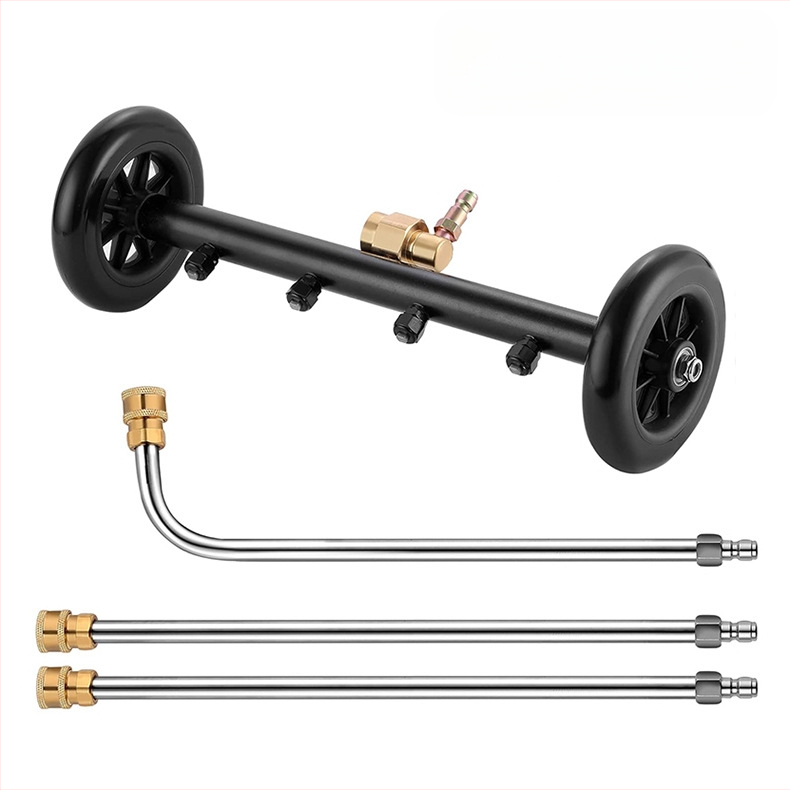 Aukšto slėgio automobilių važiuoklių valymo įrenginys su 16 colių dvigubos funkcijos važiuoklės antgaliu ir vandens šluota, 4000 PSI