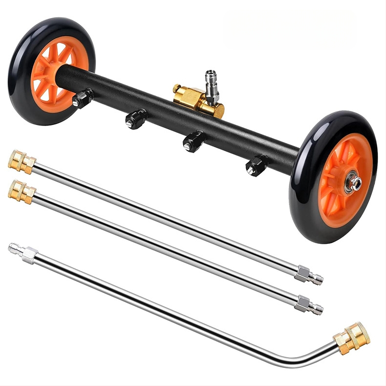 Aukšto slėgio automobilių važiuoklių valymo įrenginys su 16 colių dvigubos funkcijos važiuoklės antgaliu ir vandens šluota, 4000 PSI