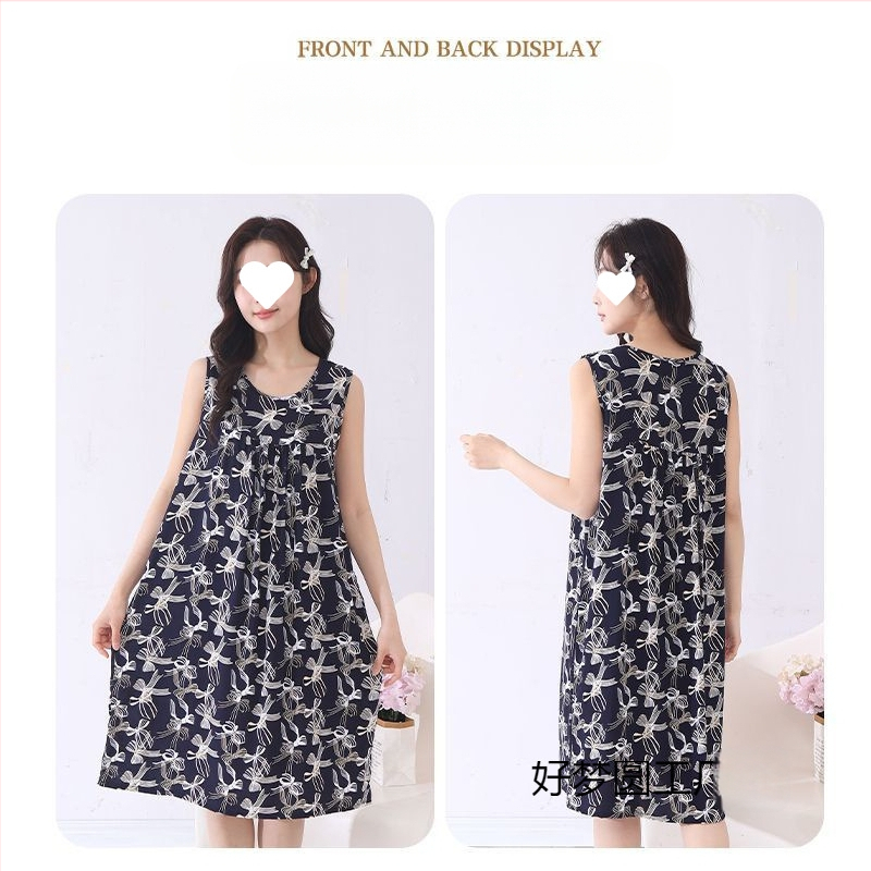 Suvine õhuke puuvillane siidist öösärk naistele ja emadele, suured suurused lahtised koduriided, viskoosist pidžaamad, lahe ümara kaelusega kleit