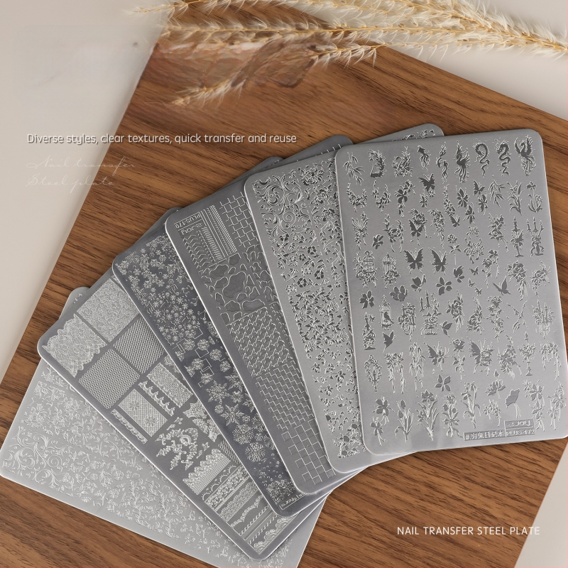 Gaoy Goya küünekunsti trükkimine terasplaadi vorm pitsist liblikamustriga lille Guofeng ülekandetööriist silikoontempel