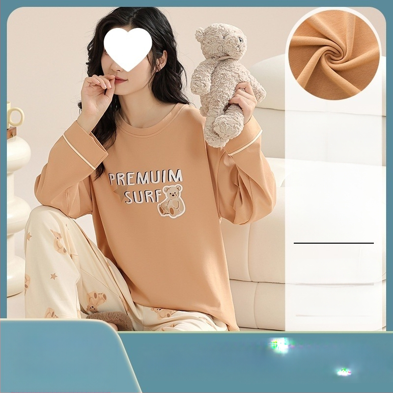 Pidžaamad Puuvillased pikkade varrukatega pulloverid Uus stiil Naiste koduriided ülikonnad pluss-suuruses kevad- ja sügispüksid Tüdrukute vabaaja armsad püksid