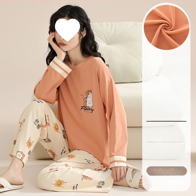 Pidžaamad Puuvillased pikkade varrukatega pulloverid Uus stiil Naiste koduriided ülikonnad pluss-suuruses kevad- ja sügispüksid Tüdrukute vabaaja armsad püksid