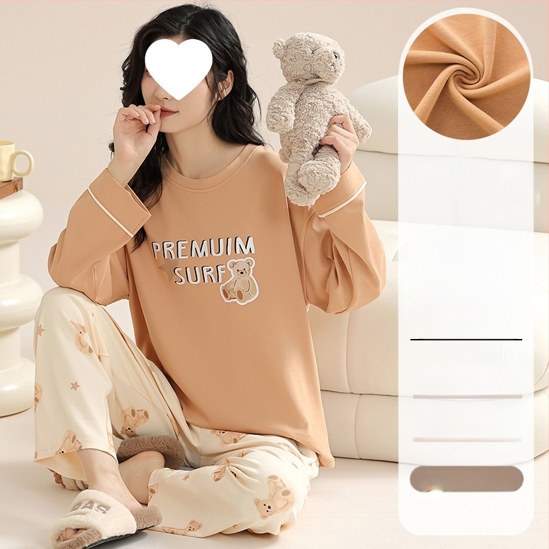 Pidžaamad Puuvillased pikkade varrukatega pulloverid Uus stiil Naiste koduriided ülikonnad pluss-suuruses kevad- ja sügispüksid Tüdrukute vabaaja armsad püksid