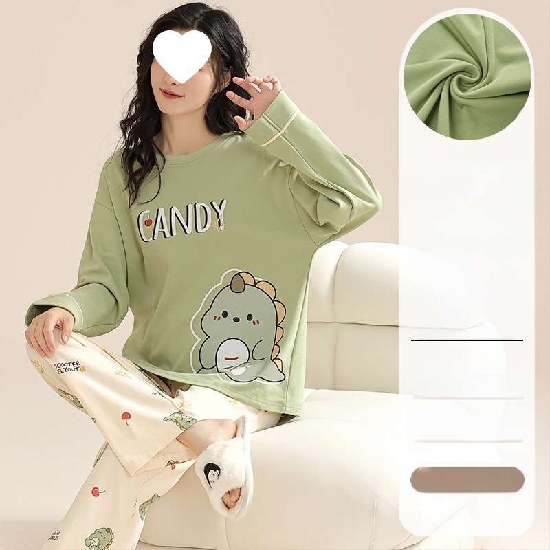 Pidžaamad Puuvillased pikkade varrukatega pulloverid Uus stiil Naiste koduriided ülikonnad pluss-suuruses kevad- ja sügispüksid Tüdrukute vabaaja armsad püksid