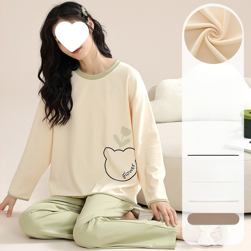 Pidžaamad Puuvillased pikkade varrukatega pulloverid Uus stiil Naiste koduriided ülikonnad pluss-suuruses kevad- ja sügispüksid Tüdrukute vabaaja armsad püksid