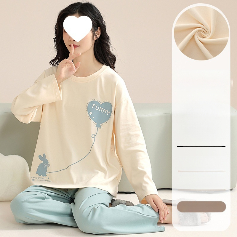 Pidžaamad Puuvillased pikkade varrukatega pulloverid Uus stiil Naiste koduriided ülikonnad pluss-suuruses kevad- ja sügispüksid Tüdrukute vabaaja armsad püksid