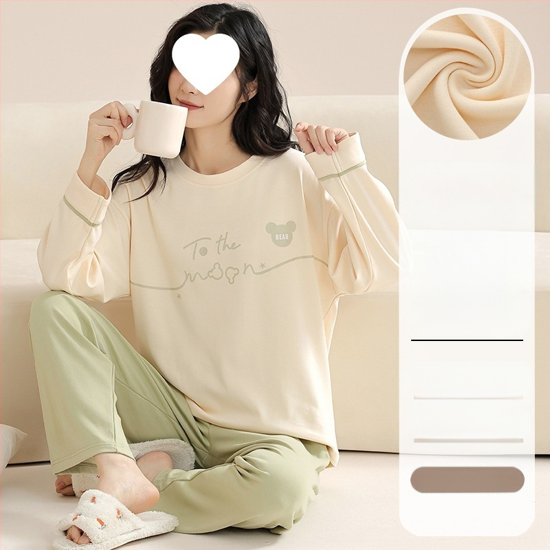Pidžaamad Puuvillased pikkade varrukatega pulloverid Uus stiil Naiste koduriided ülikonnad pluss-suuruses kevad- ja sügispüksid Tüdrukute vabaaja armsad püksid