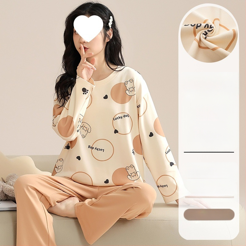 Pidžaamad Puuvillased pikkade varrukatega pulloverid Uus stiil Naiste koduriided ülikonnad pluss-suuruses kevad- ja sügispüksid Tüdrukute vabaaja armsad püksid