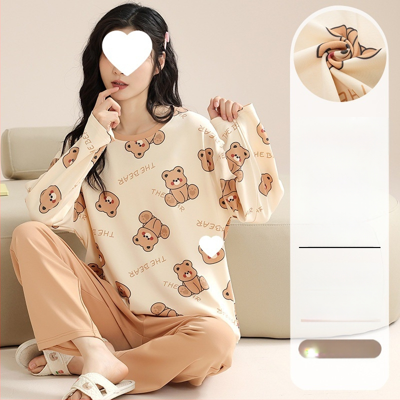 Pidžaamad Puuvillased pikkade varrukatega pulloverid Uus stiil Naiste koduriided ülikonnad pluss-suuruses kevad- ja sügispüksid Tüdrukute vabaaja armsad püksid