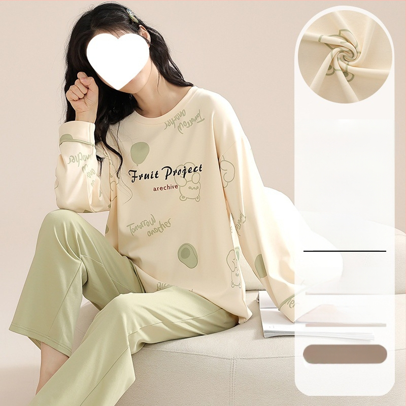 Pidžaamad Puuvillased pikkade varrukatega pulloverid Uus stiil Naiste koduriided ülikonnad pluss-suuruses kevad- ja sügispüksid Tüdrukute vabaaja armsad püksid