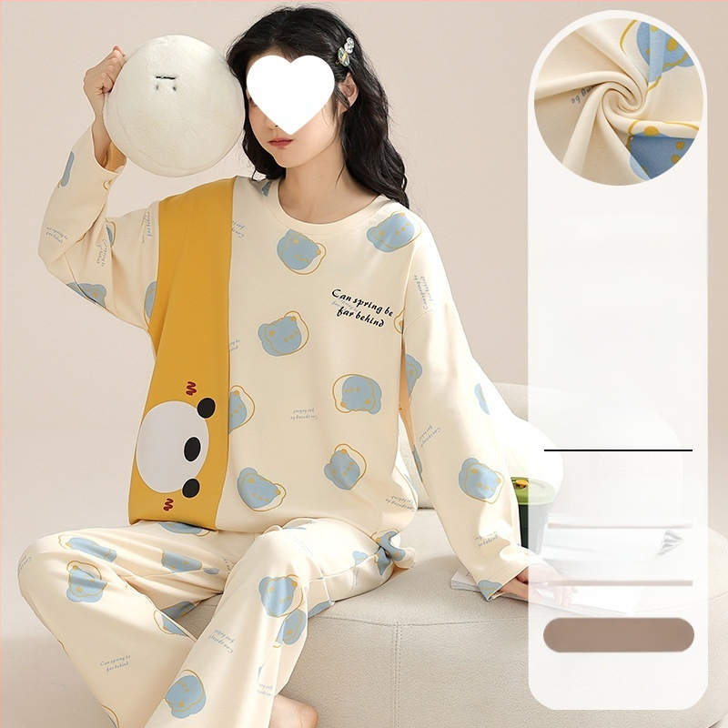 Pidžaamad Puuvillased pikkade varrukatega pulloverid Uus stiil Naiste koduriided ülikonnad pluss-suuruses kevad- ja sügispüksid Tüdrukute vabaaja armsad püksid