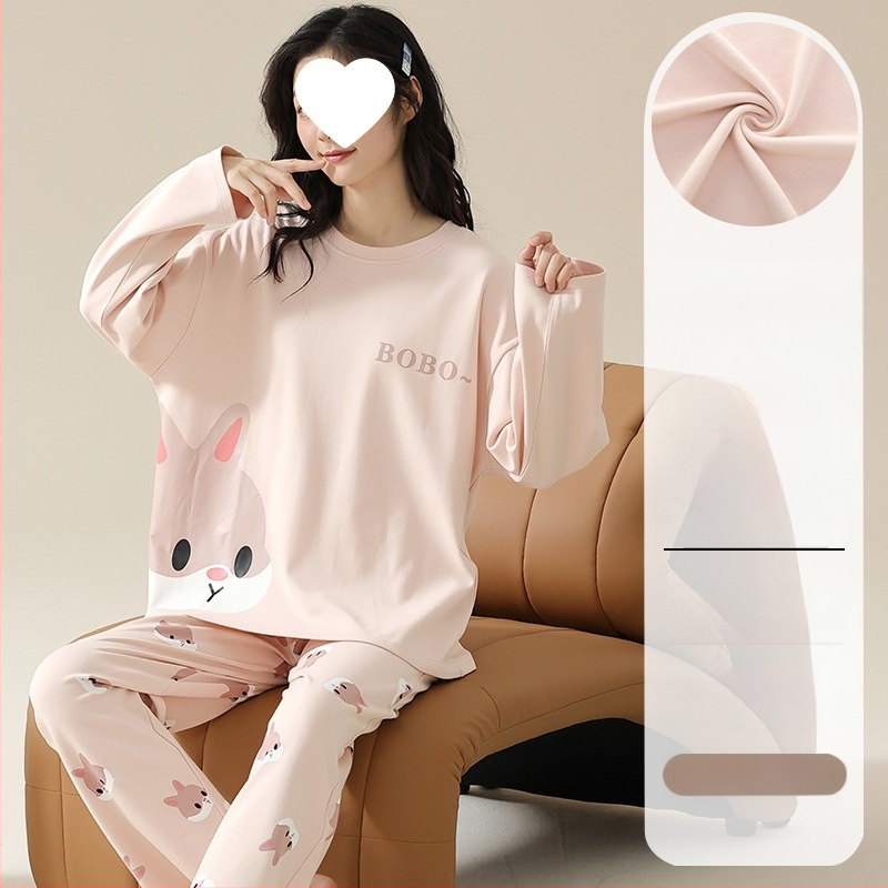 Pidžaamad Puuvillased pikkade varrukatega pulloverid Uus stiil Naiste koduriided ülikonnad pluss-suuruses kevad- ja sügispüksid Tüdrukute vabaaja armsad püksid