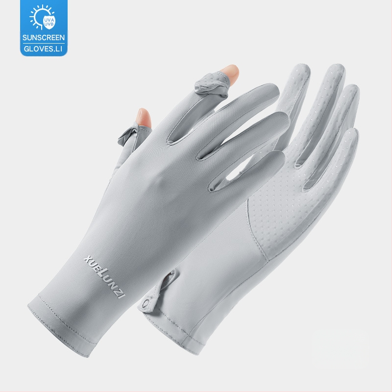 Suvised jääsiidist kindad, õhukesed lühikesed naiste õues kasutatavad jahedad hingavad päikesekaitse UV-kaitsega suvised päikesekaitsekindad