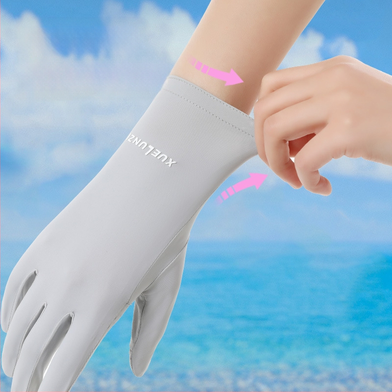 Suvised jääsiidist kindad, õhukesed lühikesed naiste õues kasutatavad jahedad hingavad päikesekaitse UV-kaitsega suvised päikesekaitsekindad