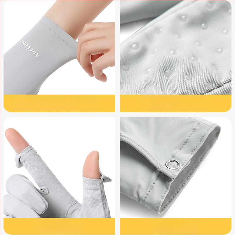 Suvised jääsiidist kindad, õhukesed lühikesed naiste õues kasutatavad jahedad hingavad päikesekaitse UV-kaitsega suvised päikesekaitsekindad