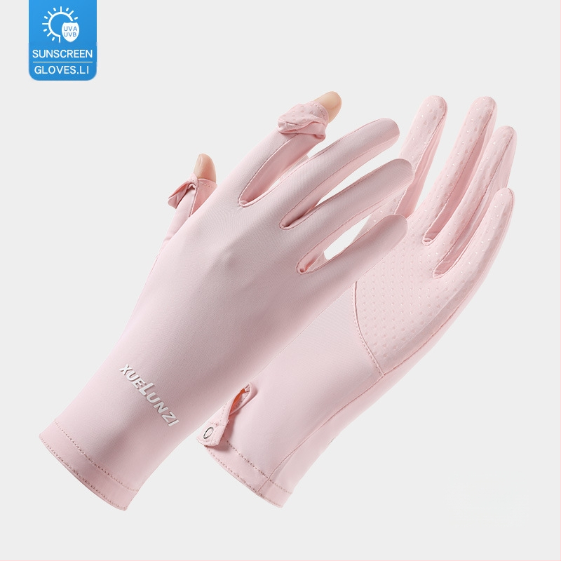 Suvised jääsiidist kindad, õhukesed lühikesed naiste õues kasutatavad jahedad hingavad päikesekaitse UV-kaitsega suvised päikesekaitsekindad