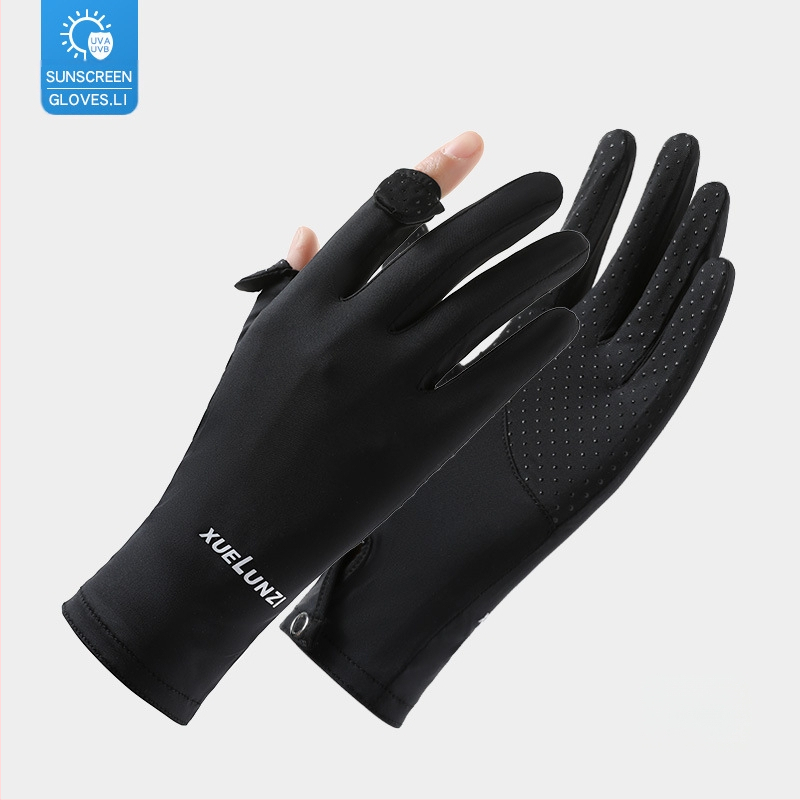 Suvised jääsiidist kindad, õhukesed lühikesed naiste õues kasutatavad jahedad hingavad päikesekaitse UV-kaitsega suvised päikesekaitsekindad