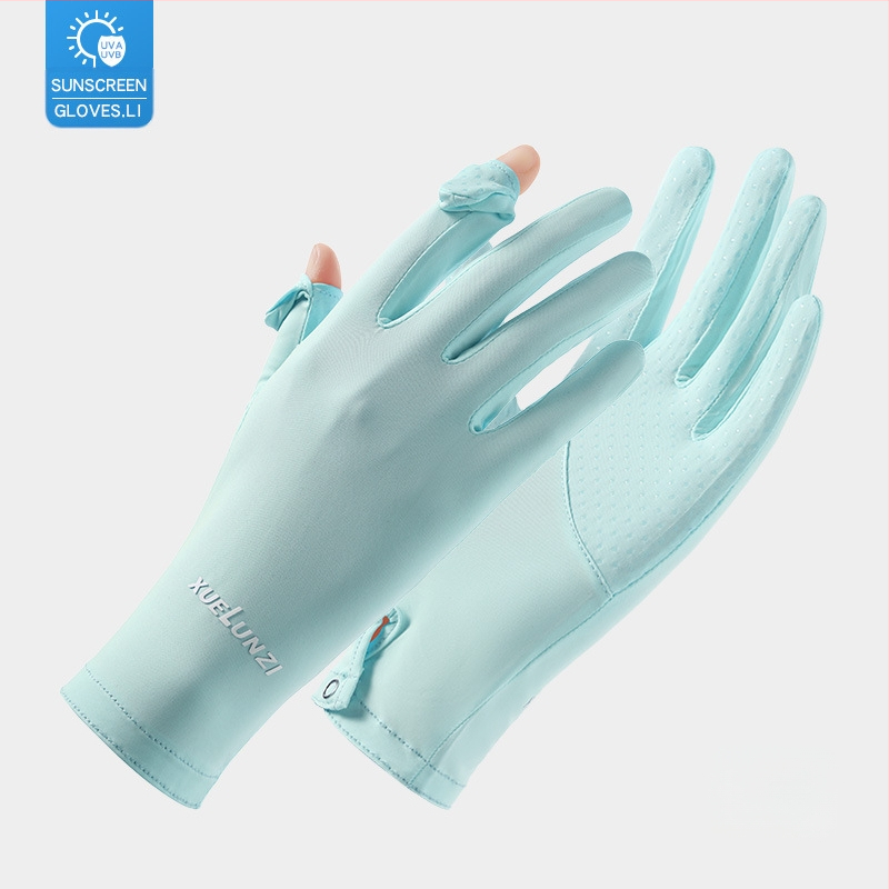 Suvised jääsiidist kindad, õhukesed lühikesed naiste õues kasutatavad jahedad hingavad päikesekaitse UV-kaitsega suvised päikesekaitsekindad