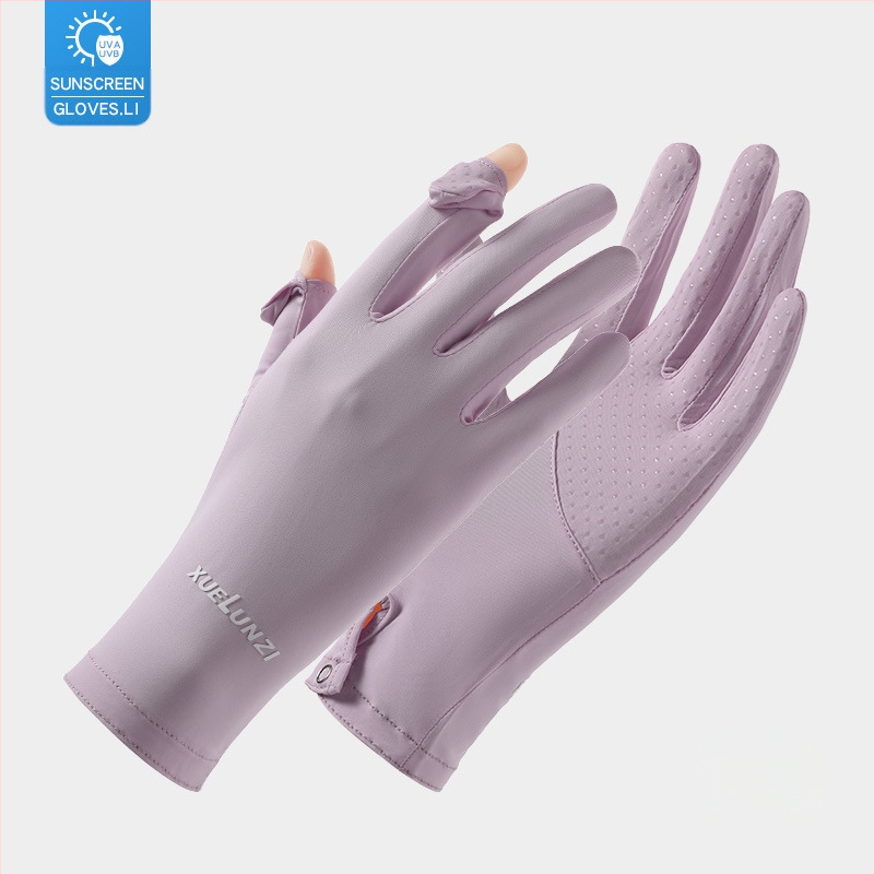 Suvised jääsiidist kindad, õhukesed lühikesed naiste õues kasutatavad jahedad hingavad päikesekaitse UV-kaitsega suvised päikesekaitsekindad