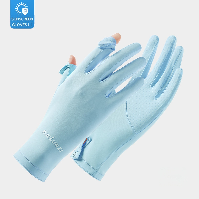 Suvised jääsiidist kindad, õhukesed lühikesed naiste õues kasutatavad jahedad hingavad päikesekaitse UV-kaitsega suvised päikesekaitsekindad