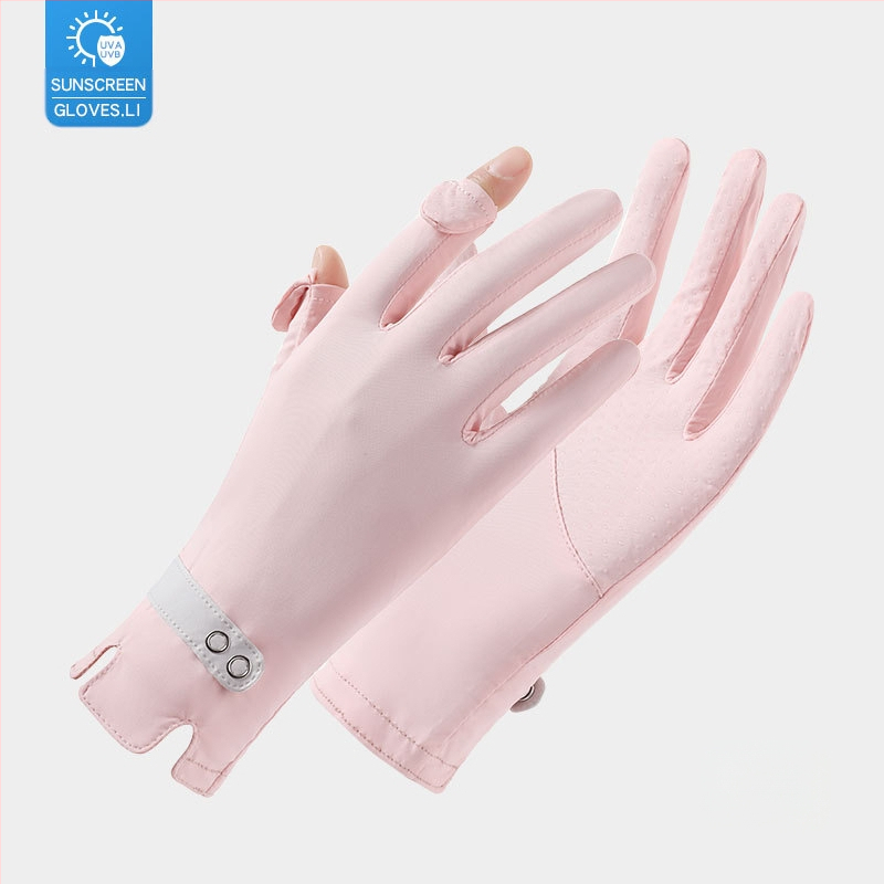 Suvised jääsiidist kindad, õhukesed lühikesed naiste õues kasutatavad jahedad hingavad päikesekaitse UV-kaitsega suvised päikesekaitsekindad