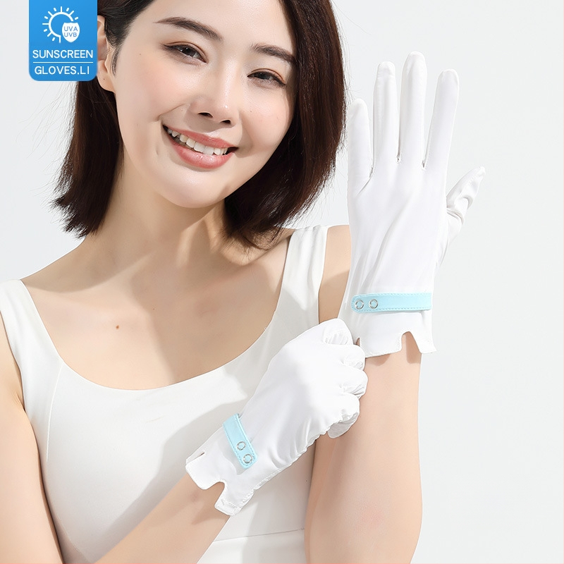 Suvised jääsiidist kindad, õhukesed lühikesed naiste õues kasutatavad jahedad hingavad päikesekaitse UV-kaitsega suvised päikesekaitsekindad