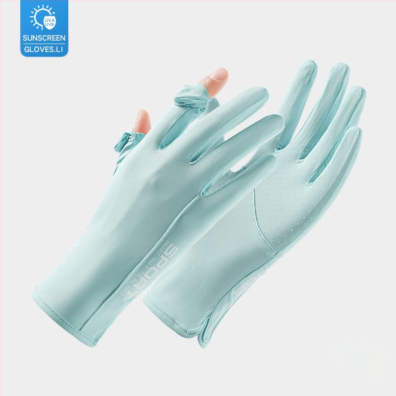 Suvised jääsiidist kindad, õhukesed lühikesed naiste õues kasutatavad jahedad hingavad päikesekaitse UV-kaitsega suvised päikesekaitsekindad