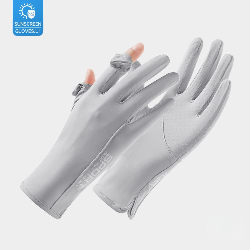 Suvised jääsiidist kindad, õhukesed lühikesed naiste õues kasutatavad jahedad hingavad päikesekaitse UV-kaitsega suvised päikesekaitsekindad