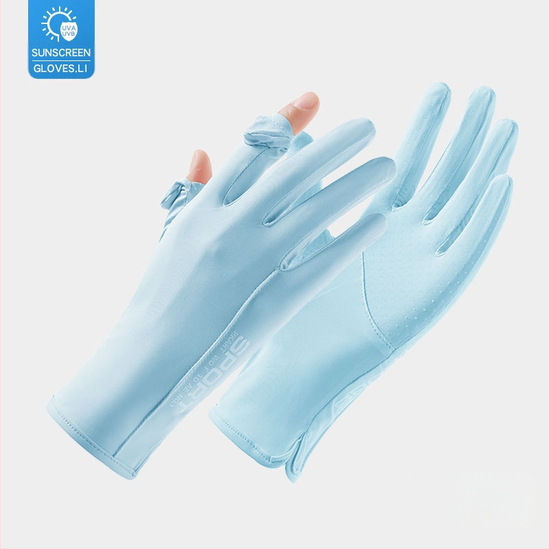 Suvised jääsiidist kindad, õhukesed lühikesed naiste õues kasutatavad jahedad hingavad päikesekaitse UV-kaitsega suvised päikesekaitsekindad